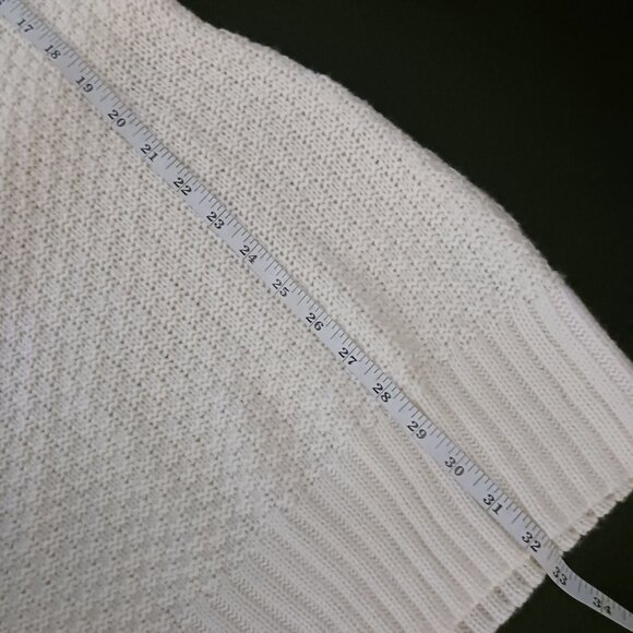 Apostrophe Short Sleeve Loose-Knit Cowlneck Sweater Dress, Cream/Ivory Color, XL - Picture 14 of 14